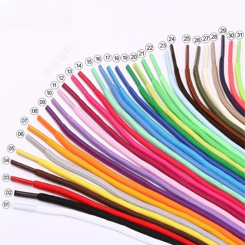 Half Round High Quality Shoelaces 4mm Wide Solid Color Classic Sneaker Laces Replacement Shoe Strings 120cm 1Pair