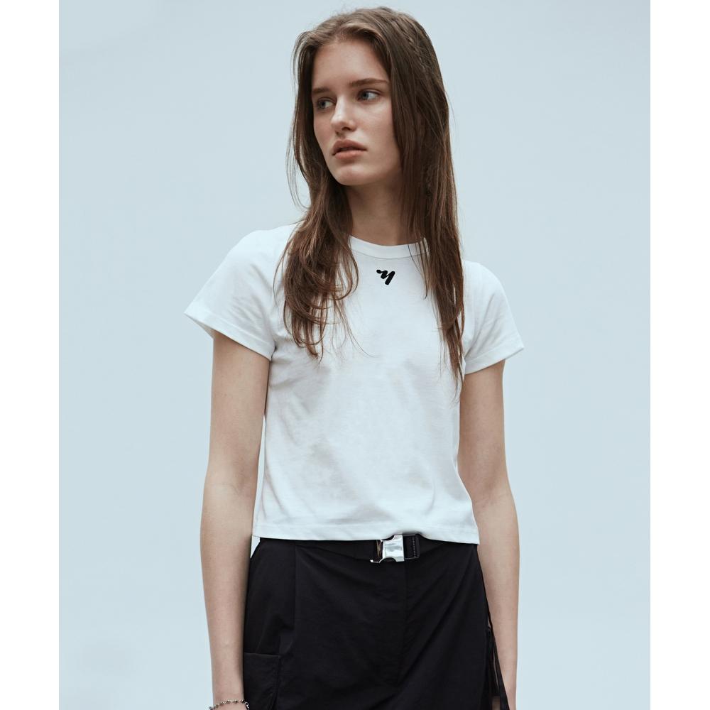 

NICKNICOLE NICOLE EMBROIDERY CROP TEEIVORY