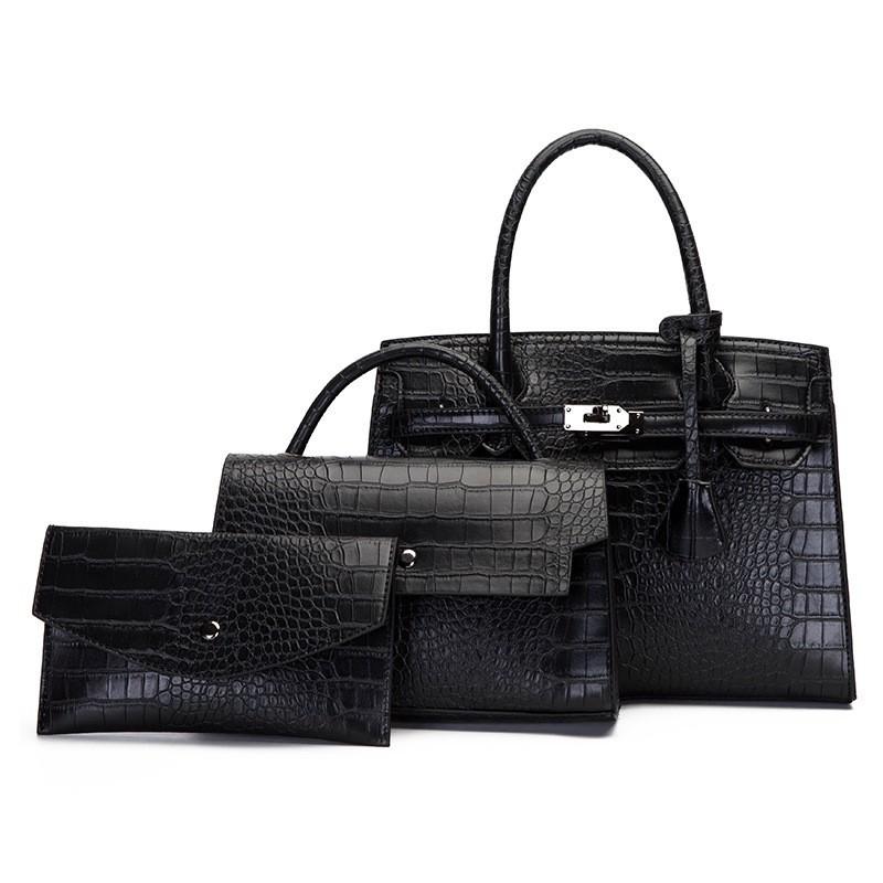 

Cross Border Stone Pattern Hand-held Women s Bag Large Capacity Three Piece Set Mother Trendy Fashion Shoulder One size fits all чёрный