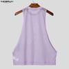 INCERUN Men Summer Sleeveless Big Cuff Mesh Sheer See Through Loose Beach Tank Tops