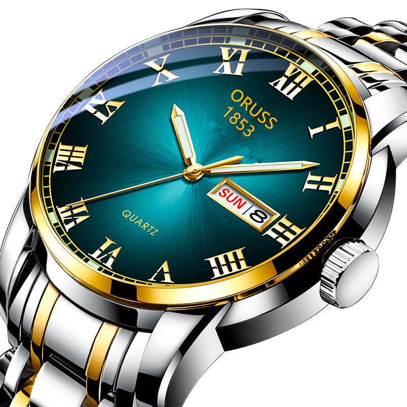 

Швейцарские автоматические мужские светящиеся часы-календарь из нержавеющей стали – кварцевые корейского стиля для пар