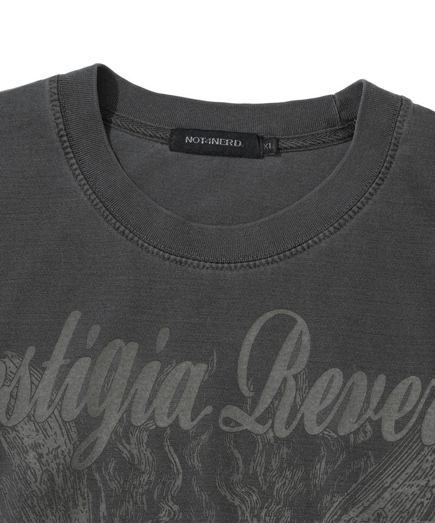 NOT4NERD Ignited Angel Pigment Loose Cropped T-Shirts - Charcoal