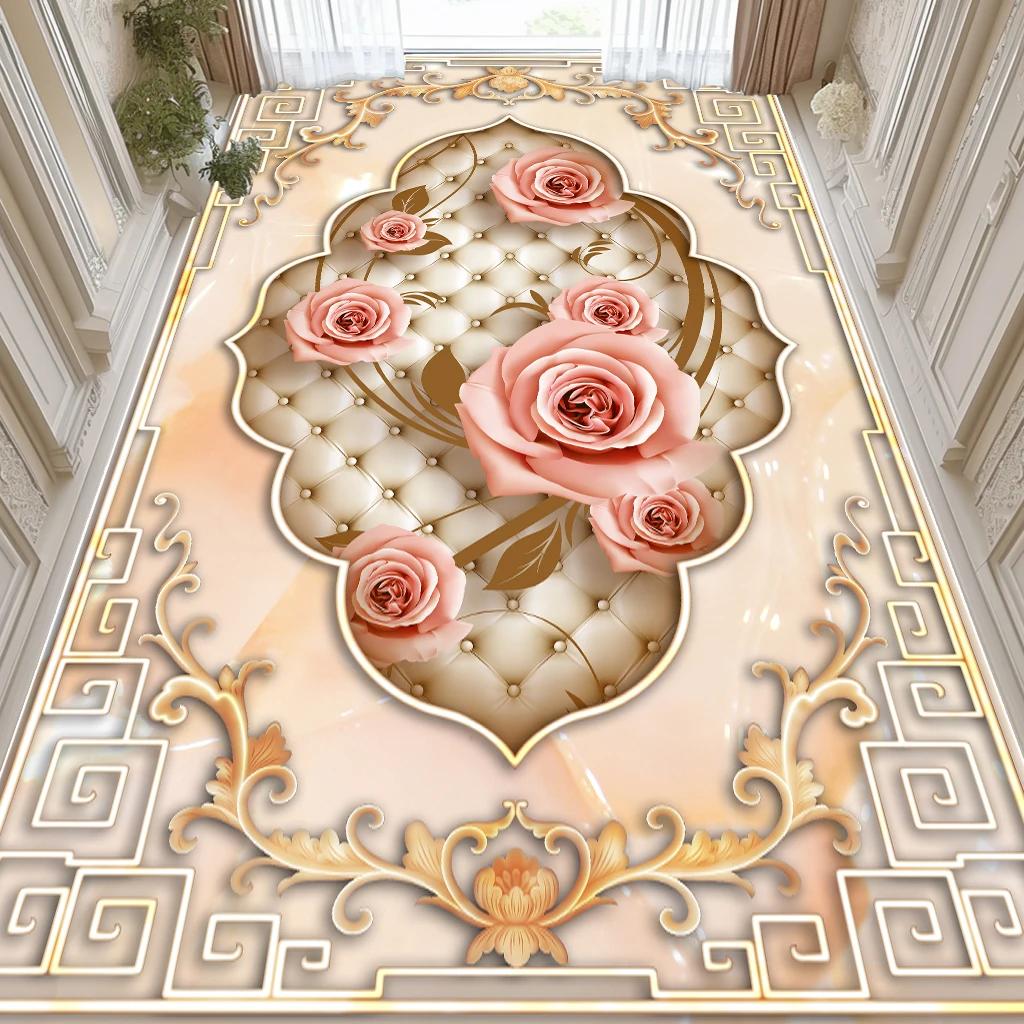 Rose Luxury Fluffy Carpets for Living Room Large Area Pink Decoration Home Bedroom Soft Rug Wedding Washable Anti Slip Floor Mat