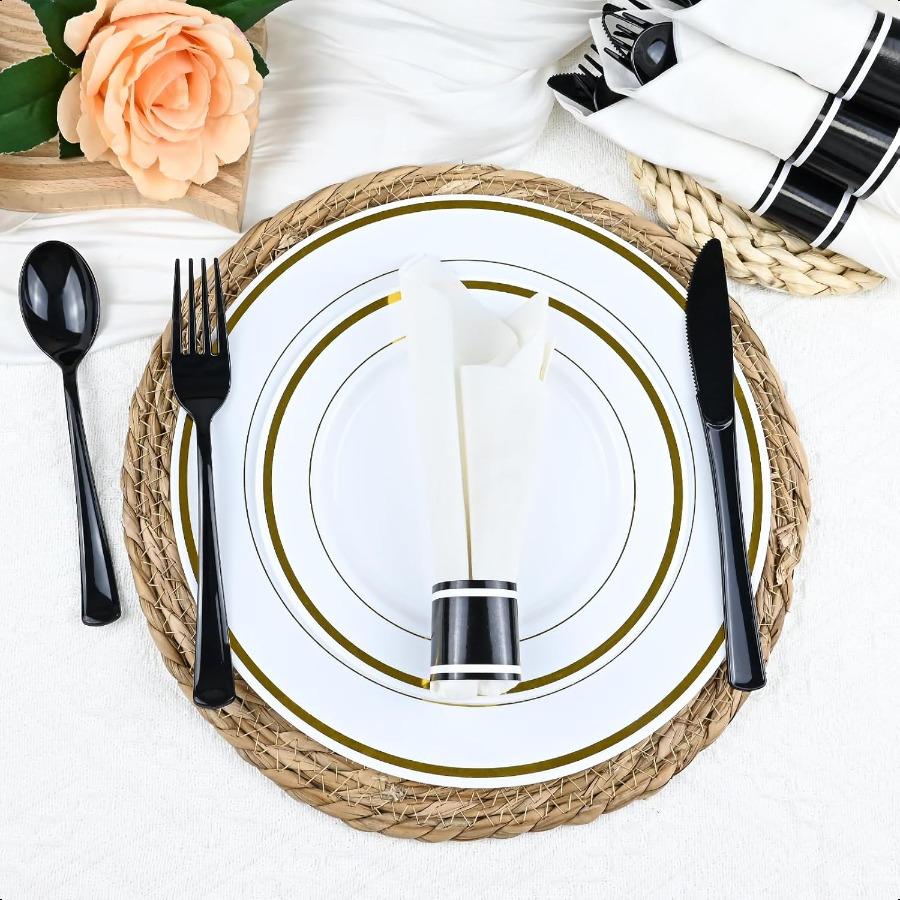 

Набор одноразовых столовых приборов, 30 штук, черный, сверхпрочный, включает вилки, ножи, ложки United States