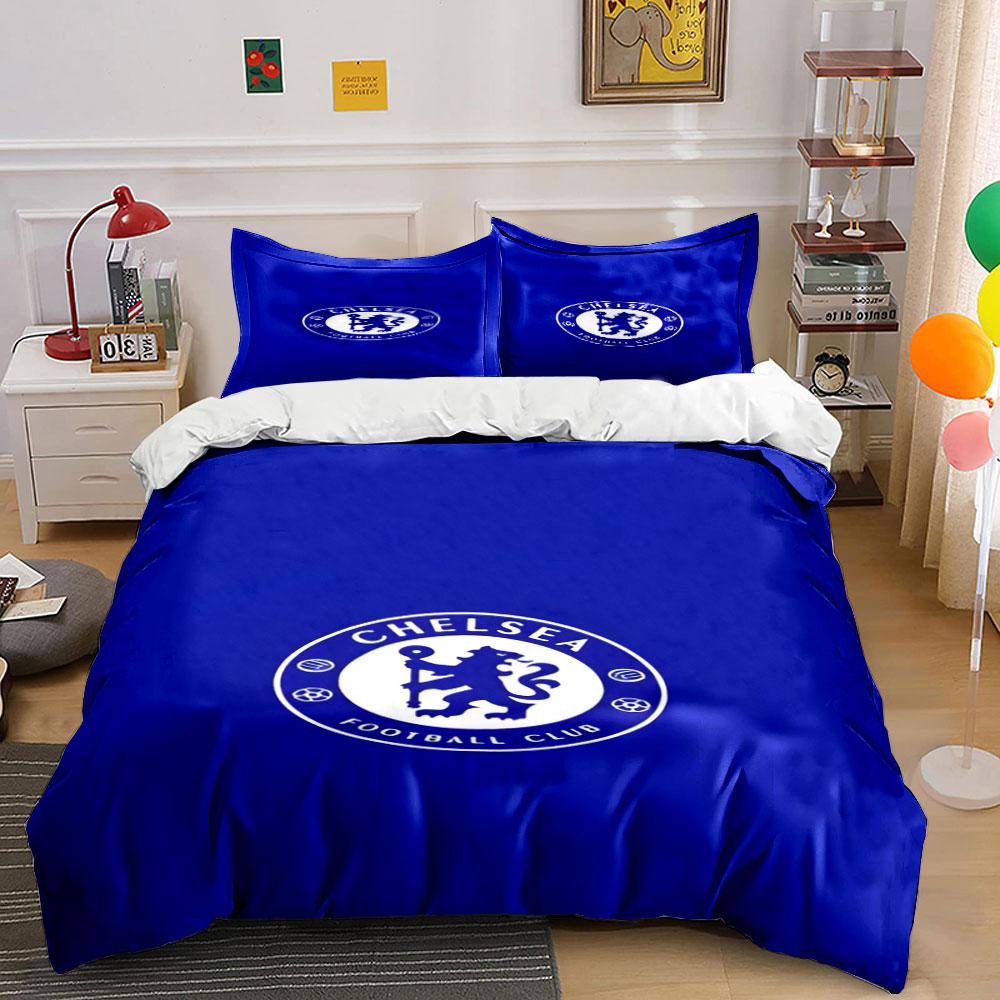 Modré ložní prádlo, logo Chelsea, lev. Sady povlečení Sady povlaků na přikrývku Povlaky na přikrývku Povlaky na polštář(1 * Povlak na peřinu 2 * Povlaky na polštář bez výplně)