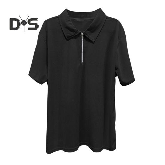 Pánské tričko s krátkým rukávem a zipem, jednobarevné, volné, s krátkým rukávem, pro golf, streetwear, pláž, cestování