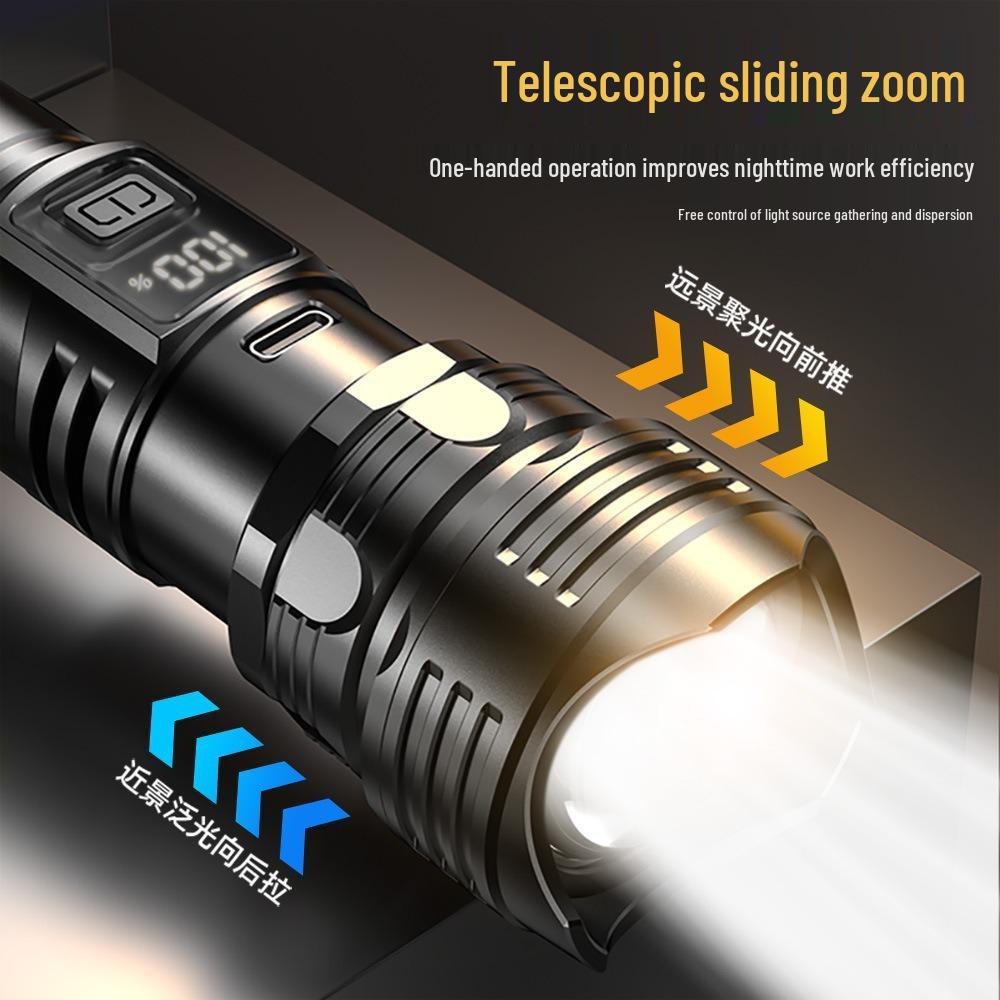 Super Bright Cross-Border White Laser Flashlight with Zoomable Spotlight