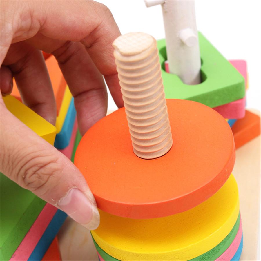 Geometrisk bräda i trä Montessori Leksaker Barn Matchande Kognitiva Block Barns