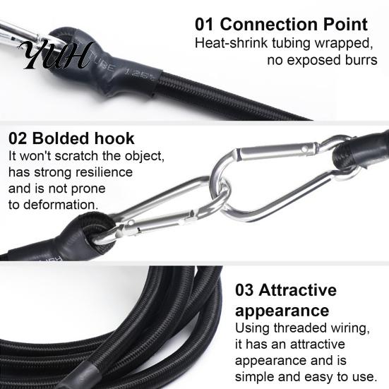 Cargo Securing Ropes Bungee Cords with Carabiner Hooks, Heavy?Duty Outdoor Straps, Elastic Durable Tie Down Binding Rope for Tarps, Tent,