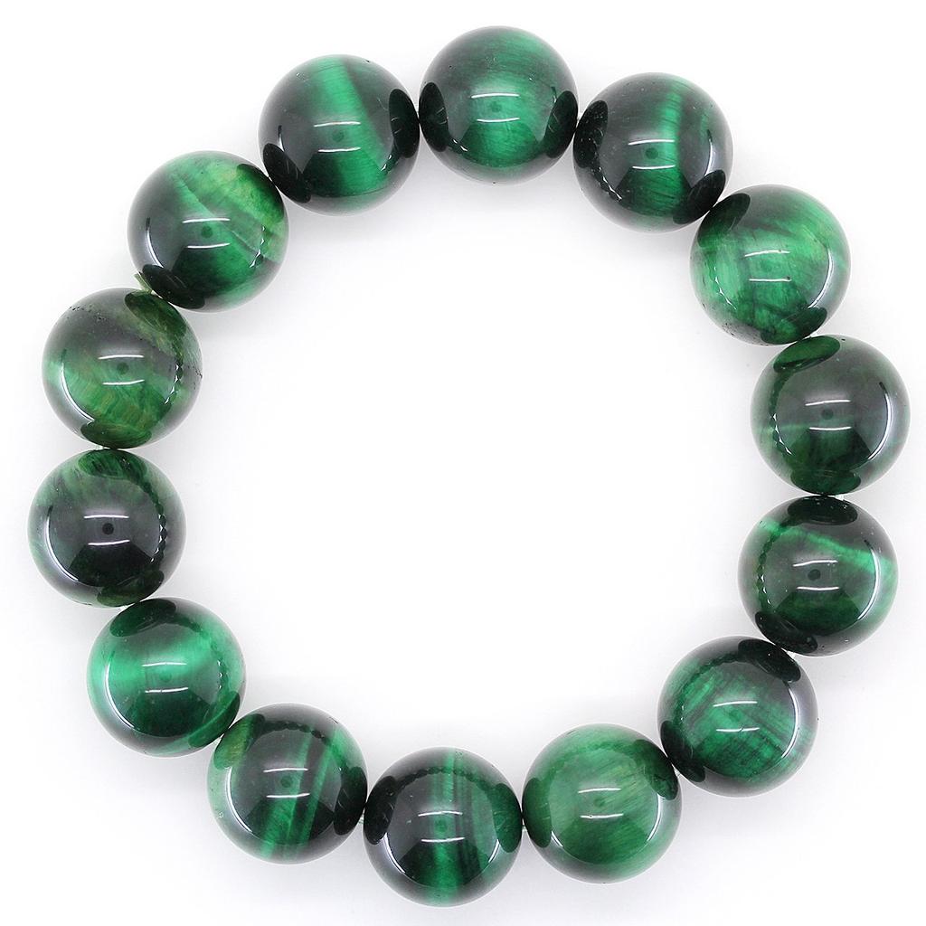 [Ishiki] Green Tiger Eye 16mm Prayer Beads Bracelet, Natural Stone, Power Stone, Good Luck with Money, Career, and Wealth [b315]