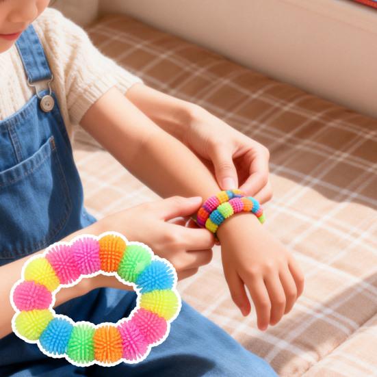 Stress Relief Toys Soft TPR Ball Elastic Bracelets Highly Stretchable And Kneadable Wristbands for Kids Skin-Friendly Non-Prickly Fun Party Favors