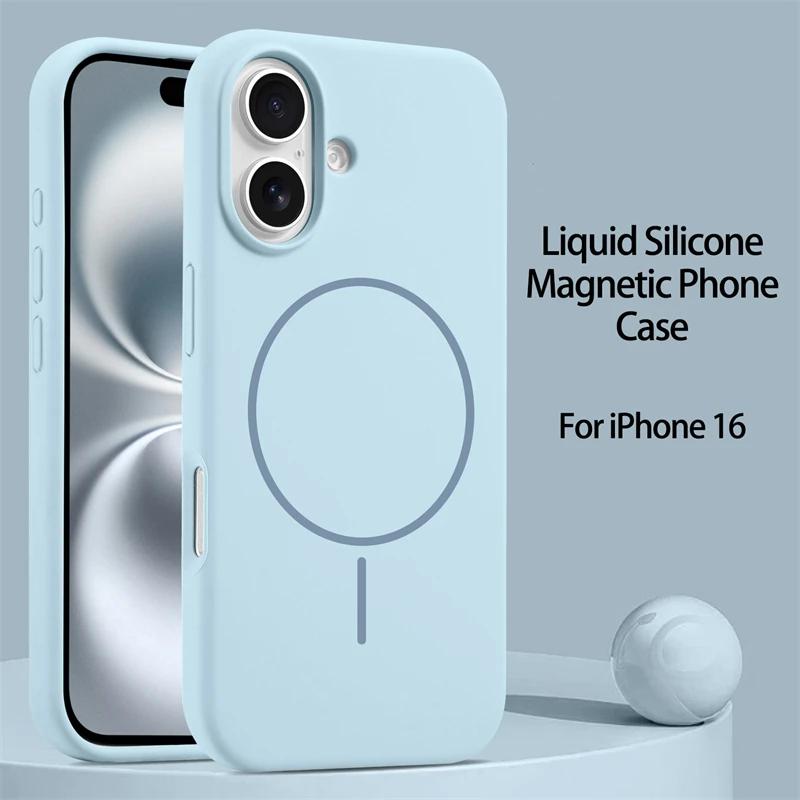 New Gold Liquid Silicone Magsafe Case For iPhone 16 14 15 Plus 13 12 11 16 Pro Max Magnetic Wireless Charge Protector Soft Cover