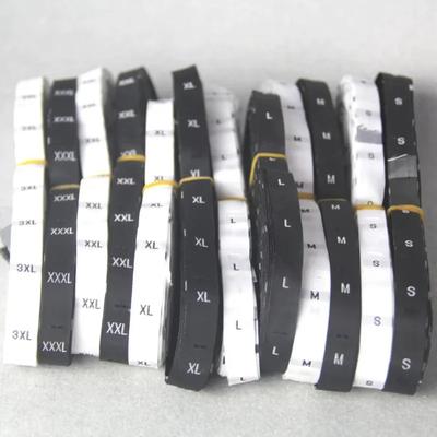 500 Pieces/batch Size Label Clothing Fabric Label Accessories Black and White Clothing Size Labels