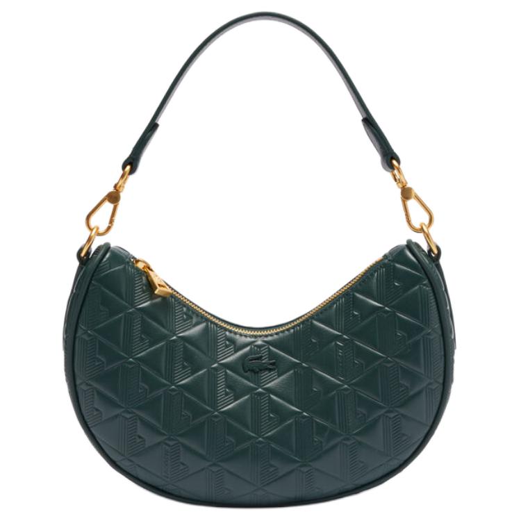 Lacoste Fashion Versatile Zipper Closure Leather Shoulder Crossbody Handbag Medium Women Handbags Green NF4710MH-B43