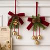 Christmas Jingle Bells Door Hanger Ornament Velvet Bow Pine Cone Bell Pendants For Christmas Decoration Christmas Gift Noel