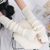 Damen Lange Fingerlose Handschuhe Weicher Damenhandschuh Lolita Kawaii Fäustling Winterwärmer Gestrickte Armmanschette Mädchen Punk Gothic Handschuhe