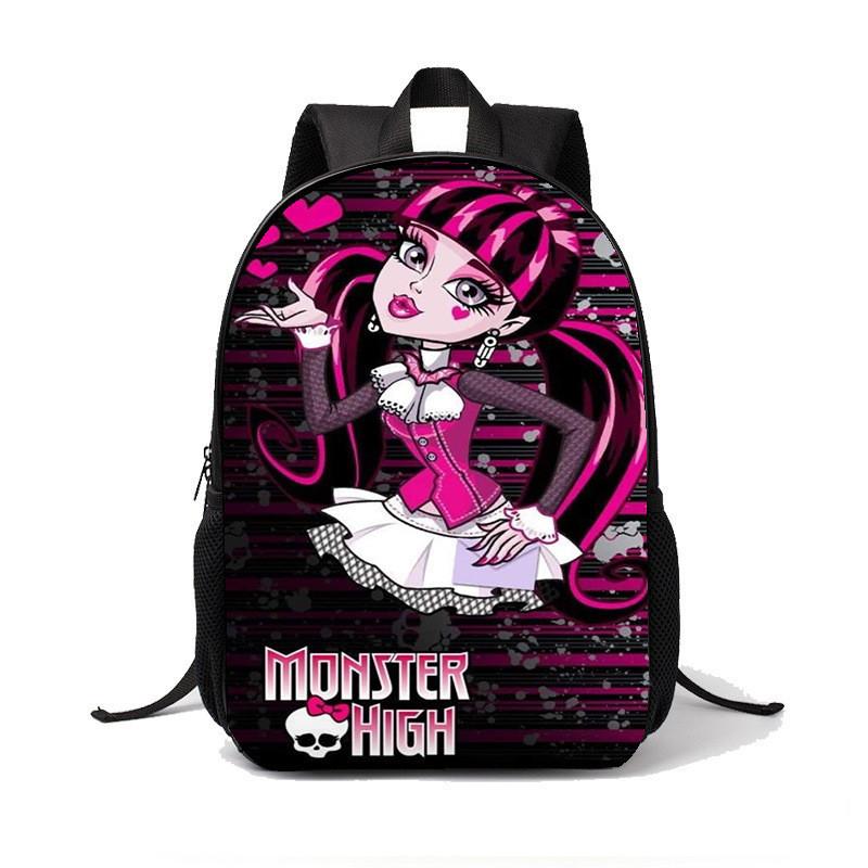

School Backpack For Girls Boys With Lightweight Nylon Material And Monster High Print For School Use Style 1