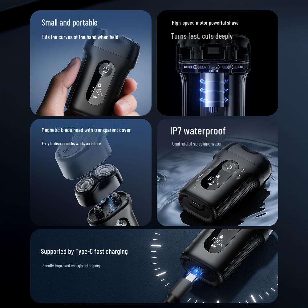 2026 Magnetic Electric Shaver with Washable Blade - Portable Men's Travel Size