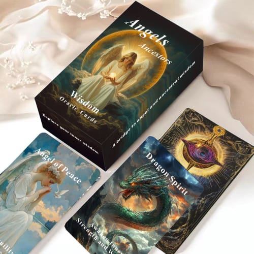 Han Yu Bowen Angels Ancestors Oracle Card Deck, Oracle Tarot Cards Spiritual Guidance Oracle Cards for Beginners, Wisdom from Angels and Ancestors, Or
