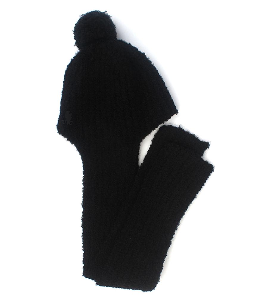 Yunibeosyeolkemiseuteuli Wool Black Ball Hood Muffler Hat