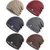 Mens Plush Lining Beanie Winter Hat Outdoor Sports Keep Warm Knitted Skully Hat Cycling Camping Cap Cold Weather Gear
