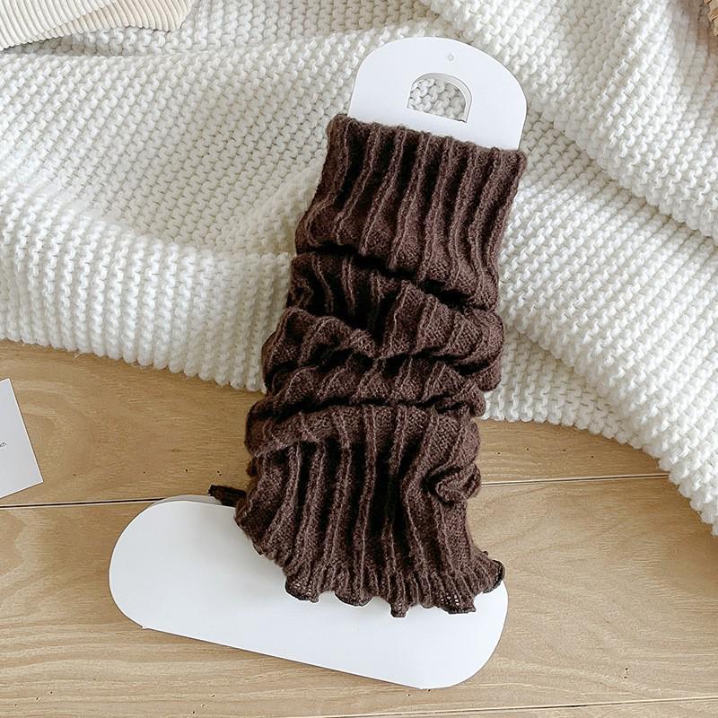 Zhuji Knit Lolita Leg Warmers: Pure Color Long Calf Socks for Autumn/Winter