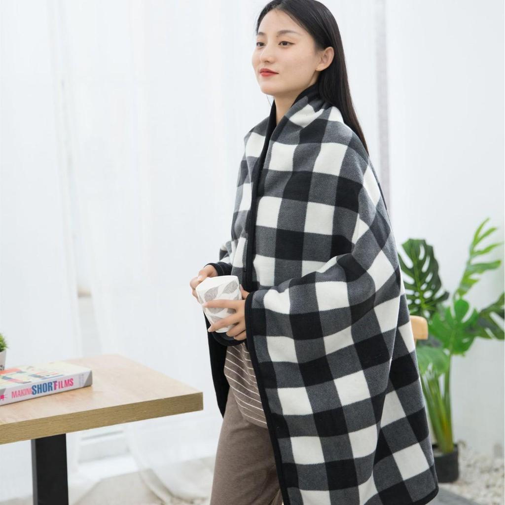 Thickened Plaid Flannel Blanket Shawl for Office