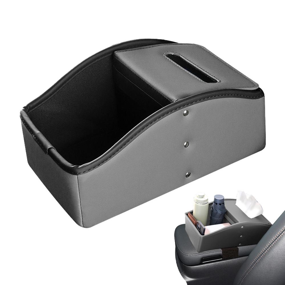 

Armrest Console Storage Box Main Driving Storage Box PU Leather Multifunctional Car Storage Box Car Armrest Box Elegant Solution серый