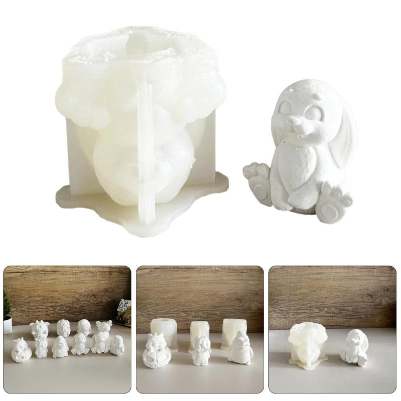 3D Cartoon Animal Silicone Molds Baking Molds Handmade Rabbits Chicken Plaster Molds Castings Molds Craft Supplies