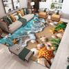 2025 3D Seestern Muschel Seestern Sand Teppich Teppich für Wohnzimmer Schlafzimmer Zuhause Sofa Dekoration, Kinder Spiel Rutschfeste Bodenmatte