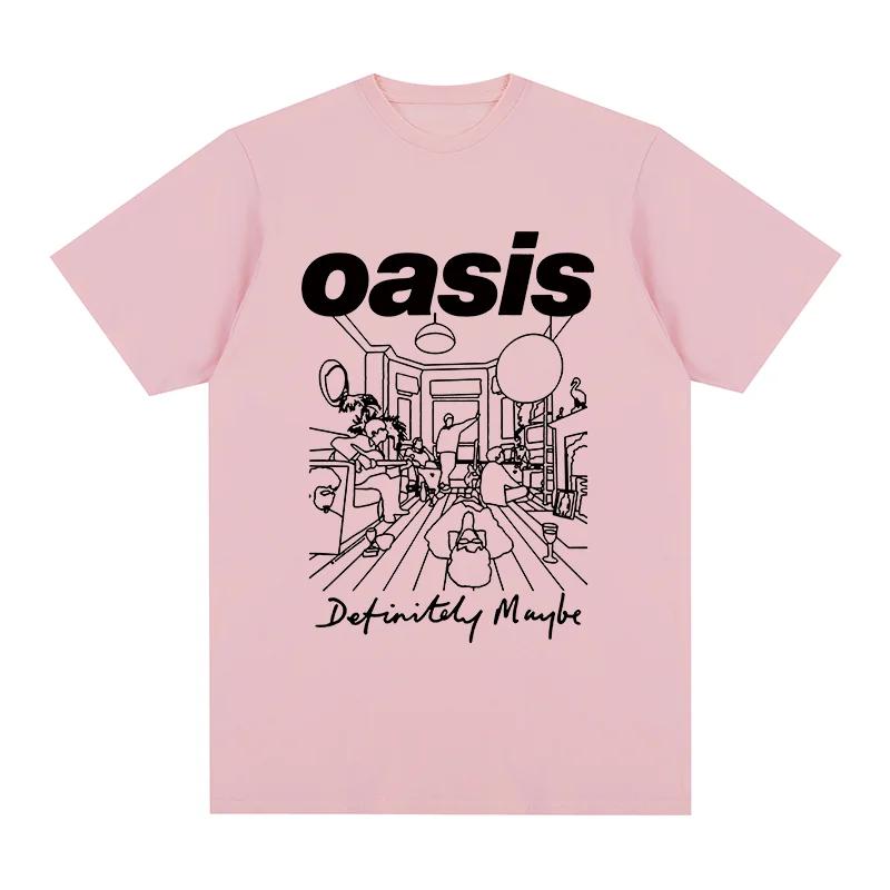 Summer fashion men's T-shirt, Oasis Band logo rock band retro T-shirt, 100% pure cotton casual loose high-quality T-shirt for me