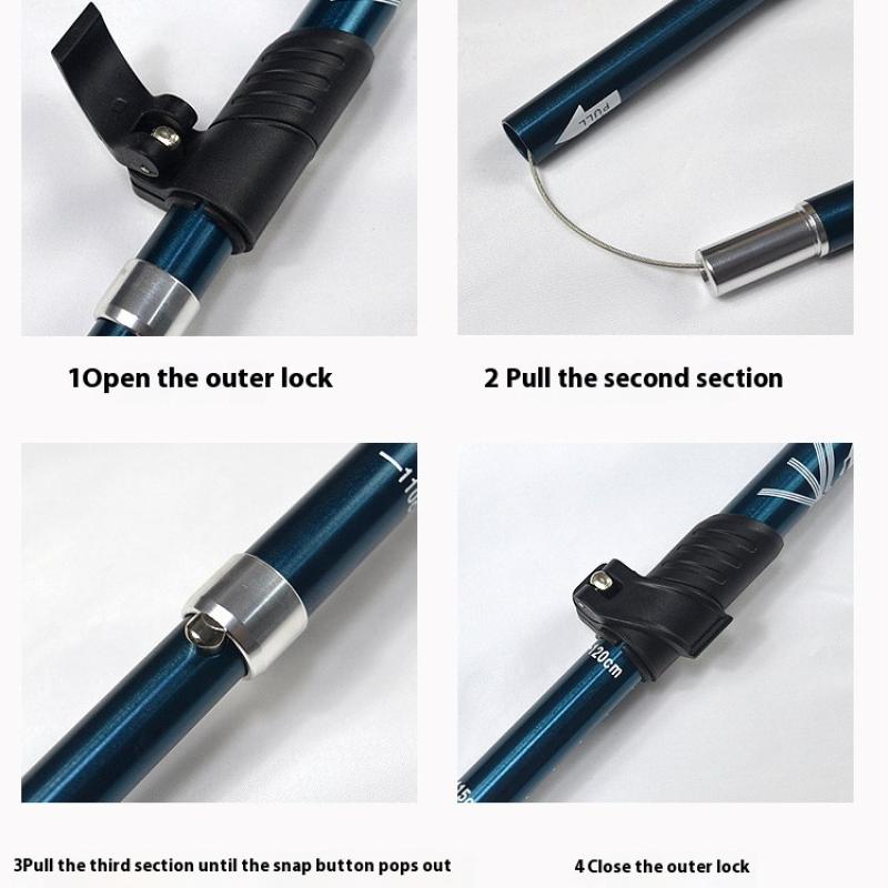1 Stück 5-teiliger Outdoor Falt-Trekkingstock Camping Tragbarer Wanderstock Für Nordic Ältere Teleskopisch Einfach in die Tasche zu stecken