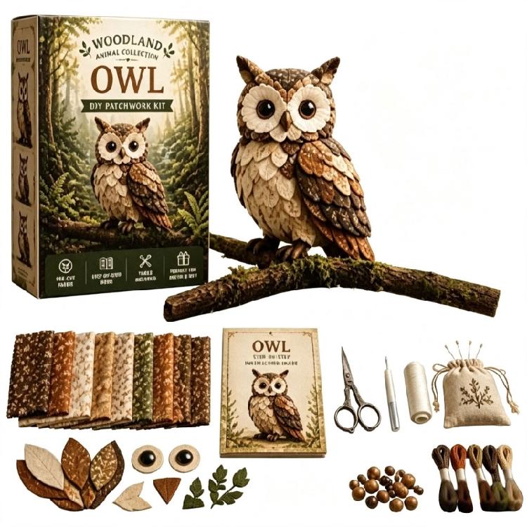 Beginner Patchwork Project Set with Animal Pattern, Pre-Cut Felt Fabric and Guided Instructions for DIY Sewing Craft