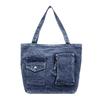New Denim Solid Color Zipper Shoulder Bags  Large Capacity Women's Handbags High Quality Sweet Daily Commute Handbags