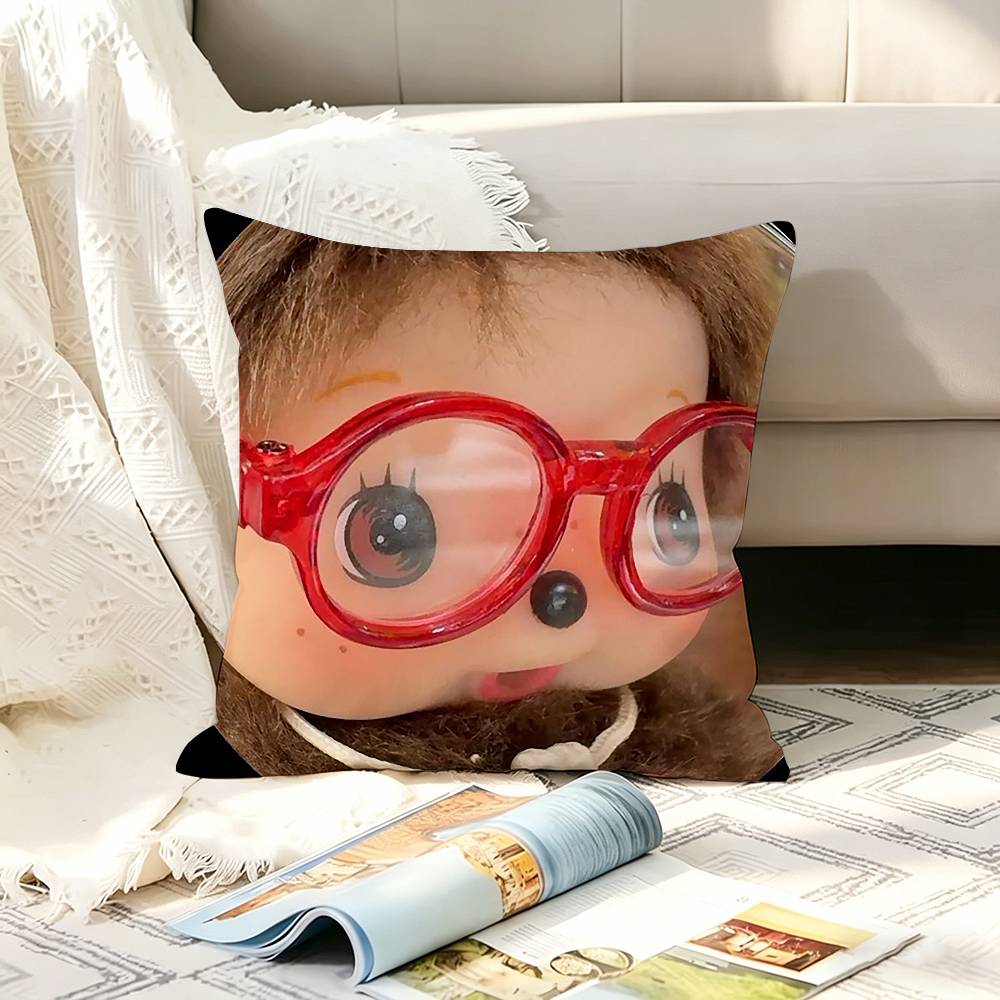 Cute MMonchhichiS Various Sizes Square Pillow Case For Car Home Bedchamber Decor