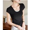 Hangzhou Sijiqing Guangzhou Thirteen Lines Women's Clothing [Contrasting Colors Without Dyeing] T-Shirt Women's Summer Short Sleeves