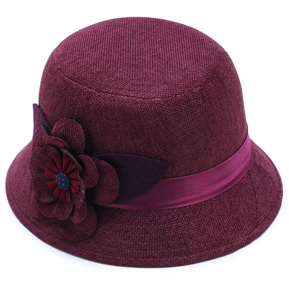 Linen Material Fedora Hat Floral Design Bowler Hat Vintage European Bucket Hat  Formal Events