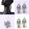 Alloy Style Ethnic Dangle Earrings Featuring Peacock Blue Finish Ladies For