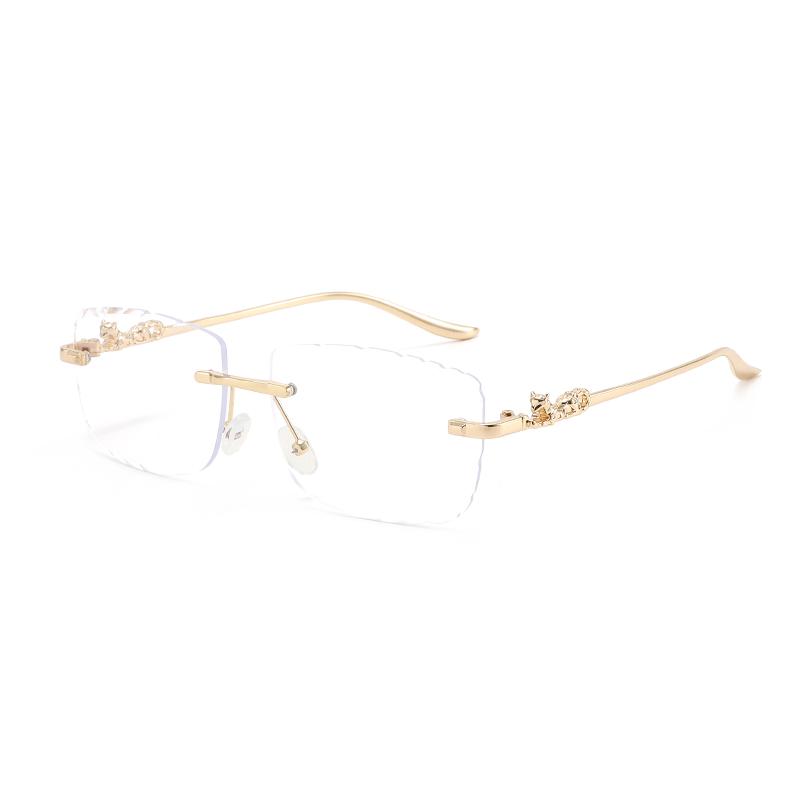 Frameless Square Metal High-end Glasses Fashion Trendy UV Resistant Outdoor Sunscreen Sunshade Sunglasses