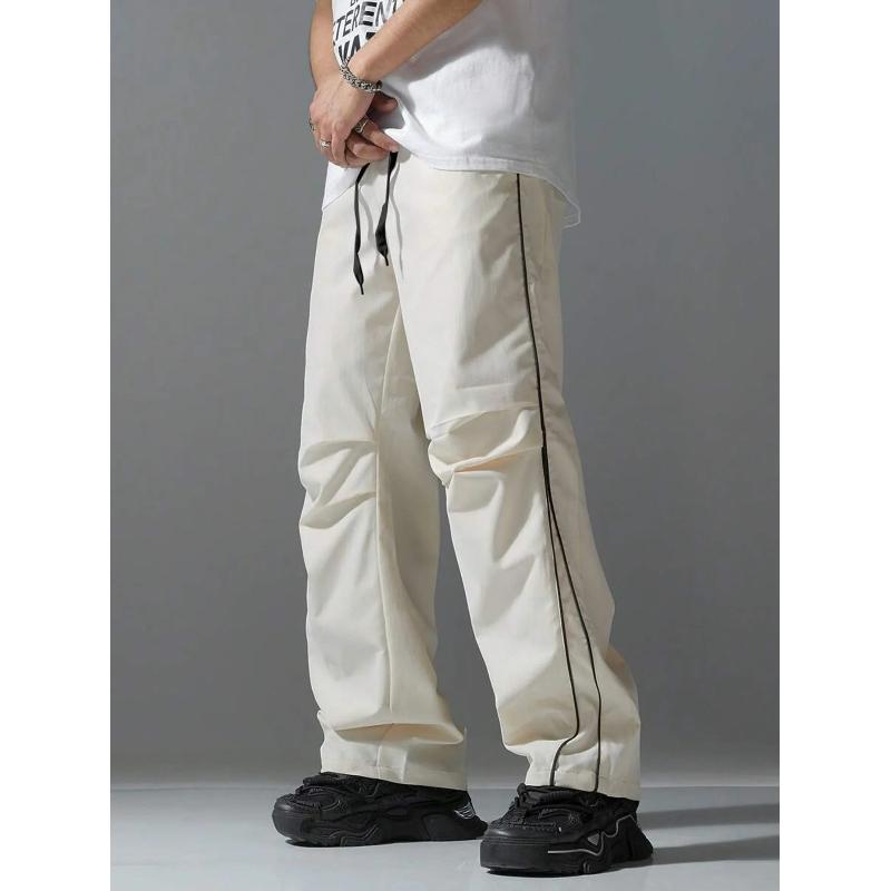Retro Vintage Wide Leg Loose Pants Spring Summer Me High Elastic Waist Pocket Sporty Long Trousers