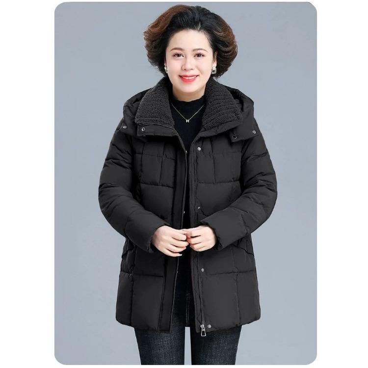 Jachetă de iarnă căptușită din bumbac îngroșat pentru femei de vârstă mijlocie, haină lungă de puf pentru o căldură suplimentară