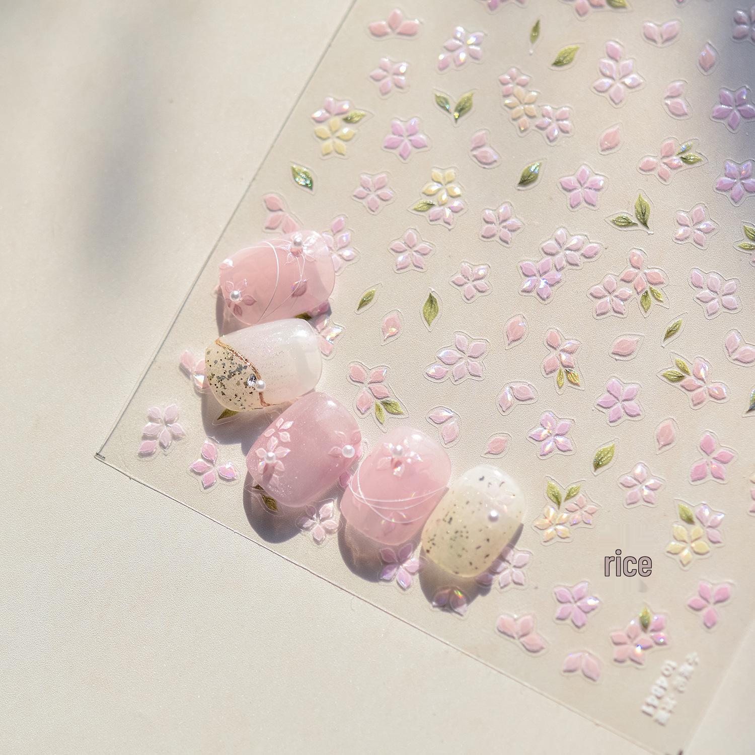 

Tomoni Embossed Japanese Stationery Nail Stickers - Qingsi Powder Dai Mixed Design