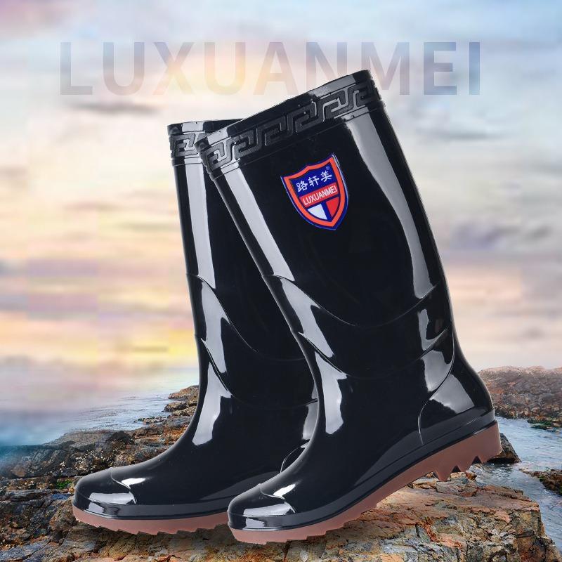High tube rain shoes men's long tube water boots kitchen non-slip rubber shoes beef tendon sole water shoes short tube labor shoes rain boots