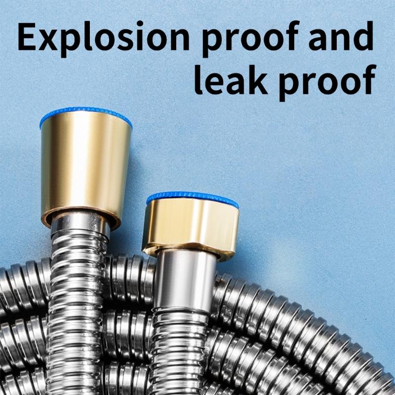 Flexible Shower Hose Crafted of Stainless Steel Materials Sturdy Structure Accessory with Standard Showerheads Use