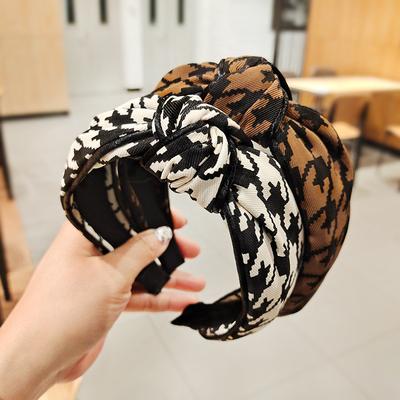 Vintage Karomuster Stirnband mit Knoten in der Mitte Gepunktetes Haarband