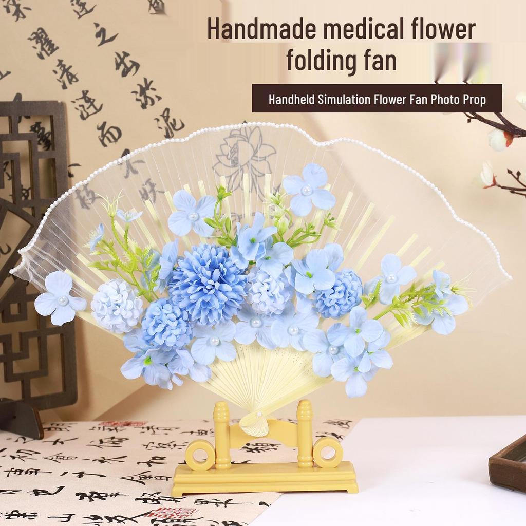 Mid-Autumn Festival Handmade Hairpin & Flower Fan Decoration Kit for Hanfu and Ma Mian Skirt - Ancient Style Photography Accessories