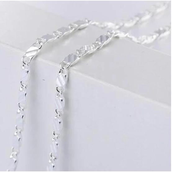 Luxury 925 Sterling Silver 18K Gold 2MM Flat Clavicle Chains Necklaces for Men Women Wedding Jewelry Christmas Gifts 40-75cm