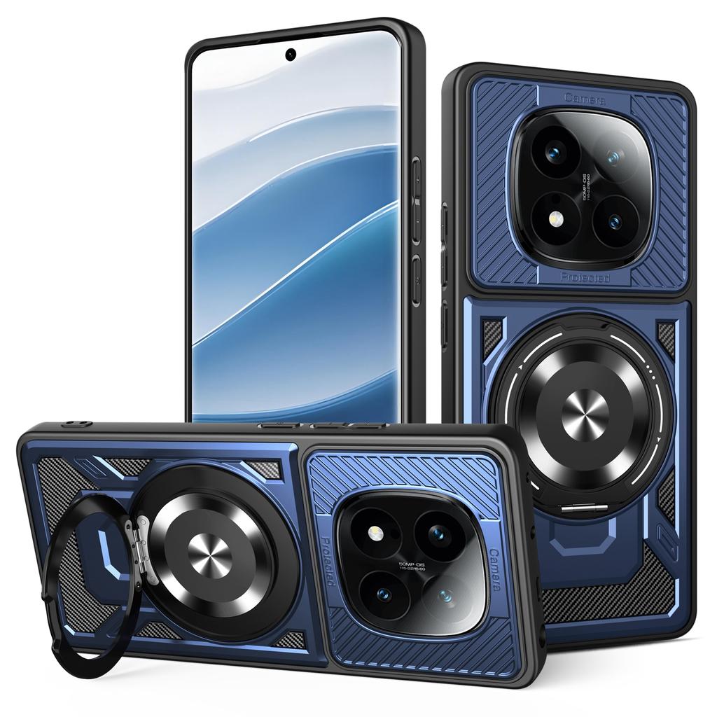 For Xiaomi Redmi Note 14 Pro 4G Magnetic Case Rotating Kickstand TPU+PC Phone Cover