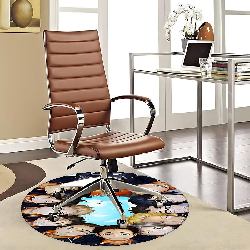

1pc Anime Cartoon Design Round Carpet Office Chair Mat, NonSlip Rug for Home Decor, Living Room 80cm