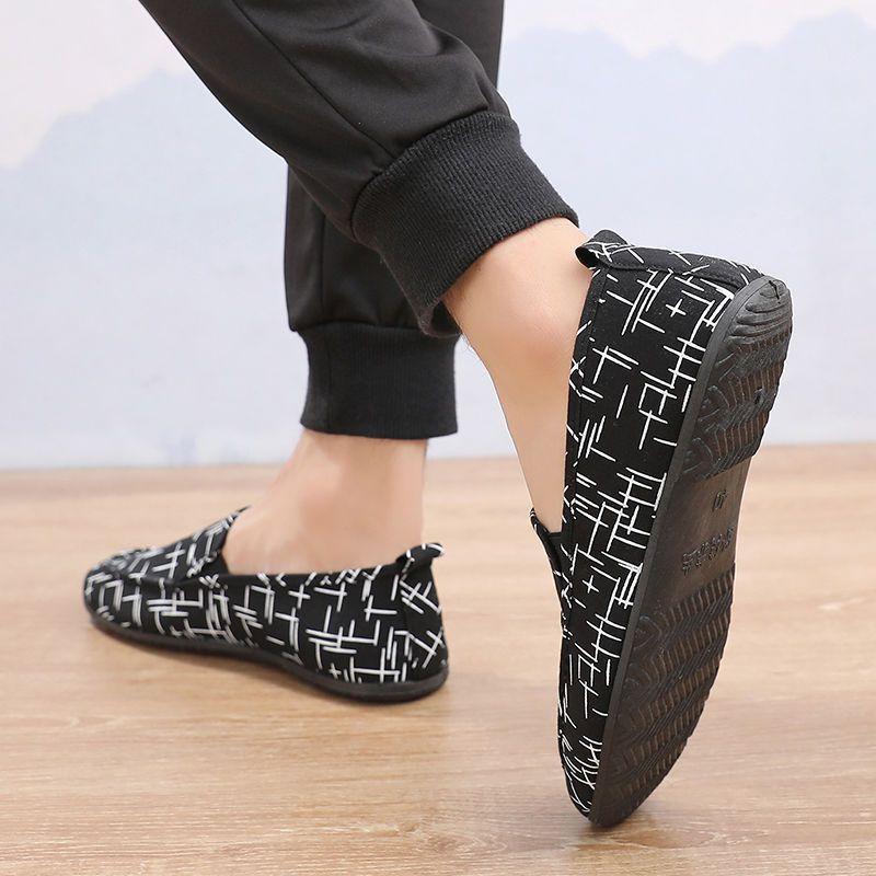 Sommar Andningsbara Herrskor Man Gamla Peking Canvas Skor Herrskor Koreanska Skor Casual Latskor Platt Häl Körskor